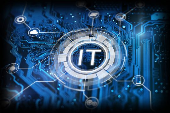 IT. Information technology concept. Motherboard integrated circu